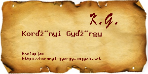 Korányi György névjegykártya